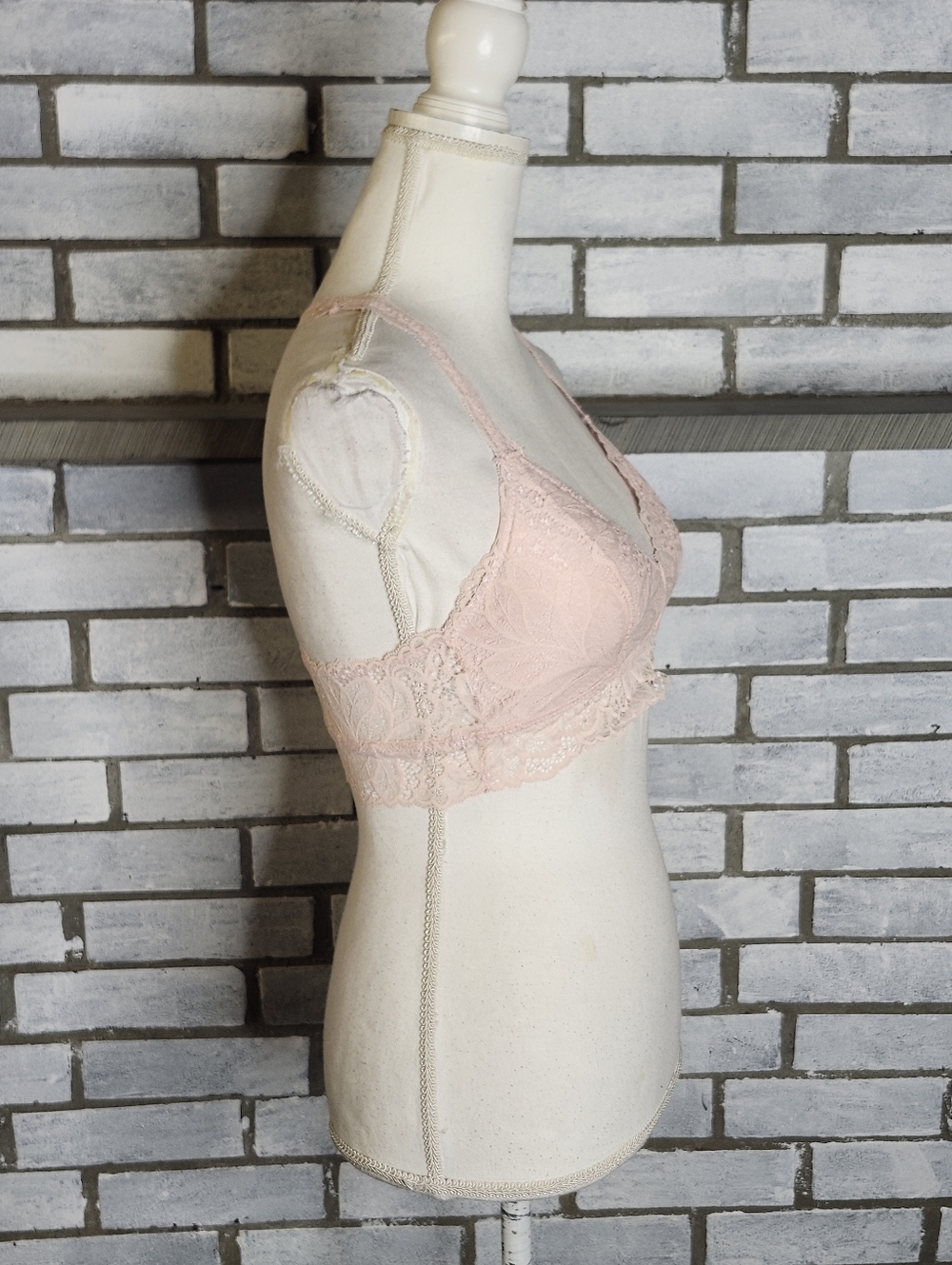 • Auden Size Small S Lightly Lined Lace Racerback Bralette Bra Light Pink - Picture 5 of 8